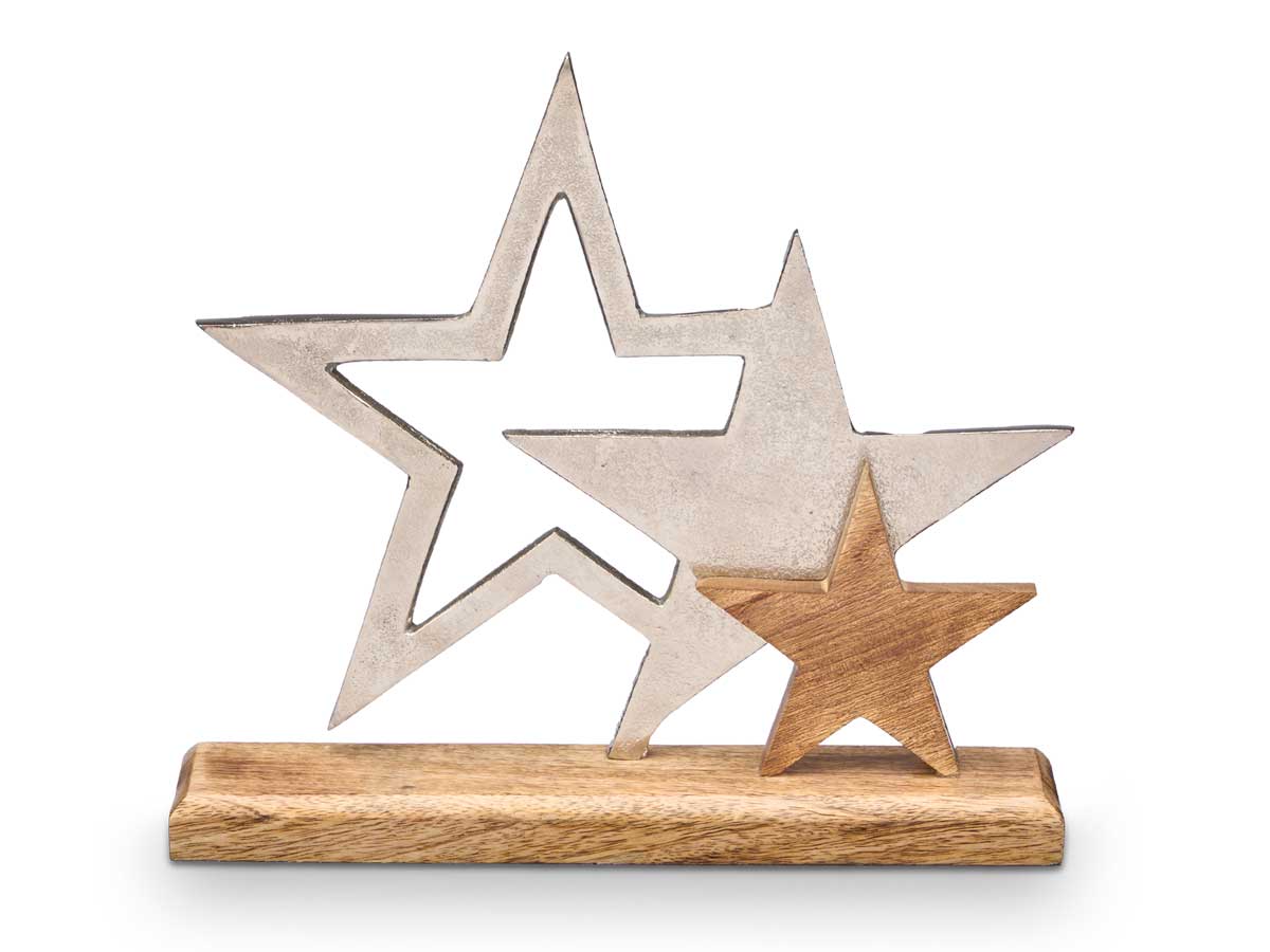 Soporte decoracion triple estrella plateado - Imagen 3