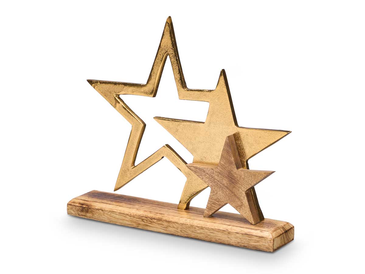 Soporte decoracion triple estrella dorado - Imagen 2