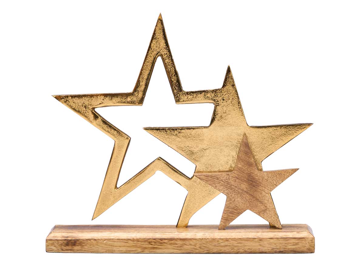 Soporte decoracion triple estrella dorado - Imagen 3