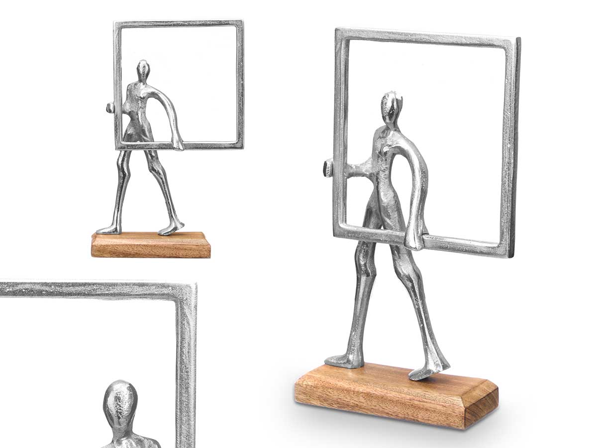 Soporte decoracion hombre marco plateado