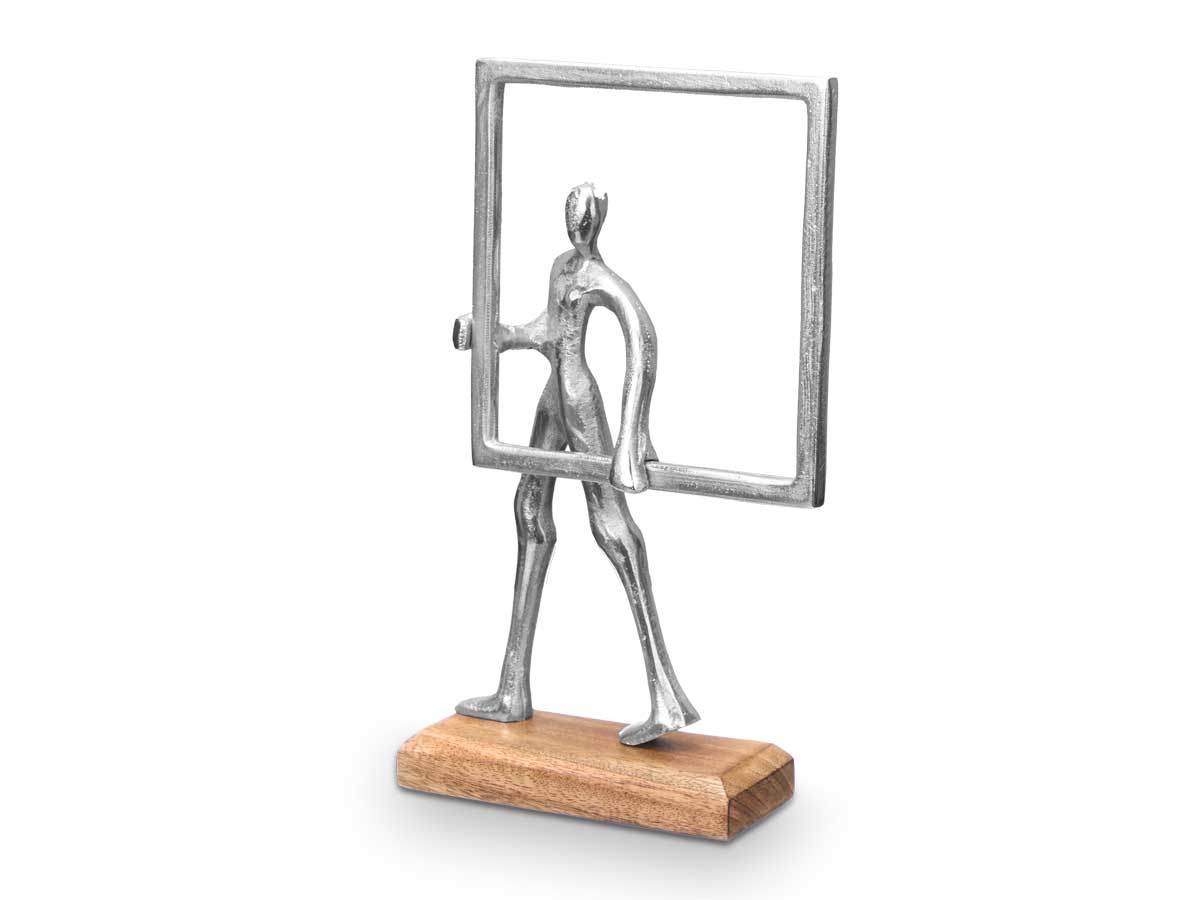 Soporte decoracion hombre marco plateado - Imagen 2