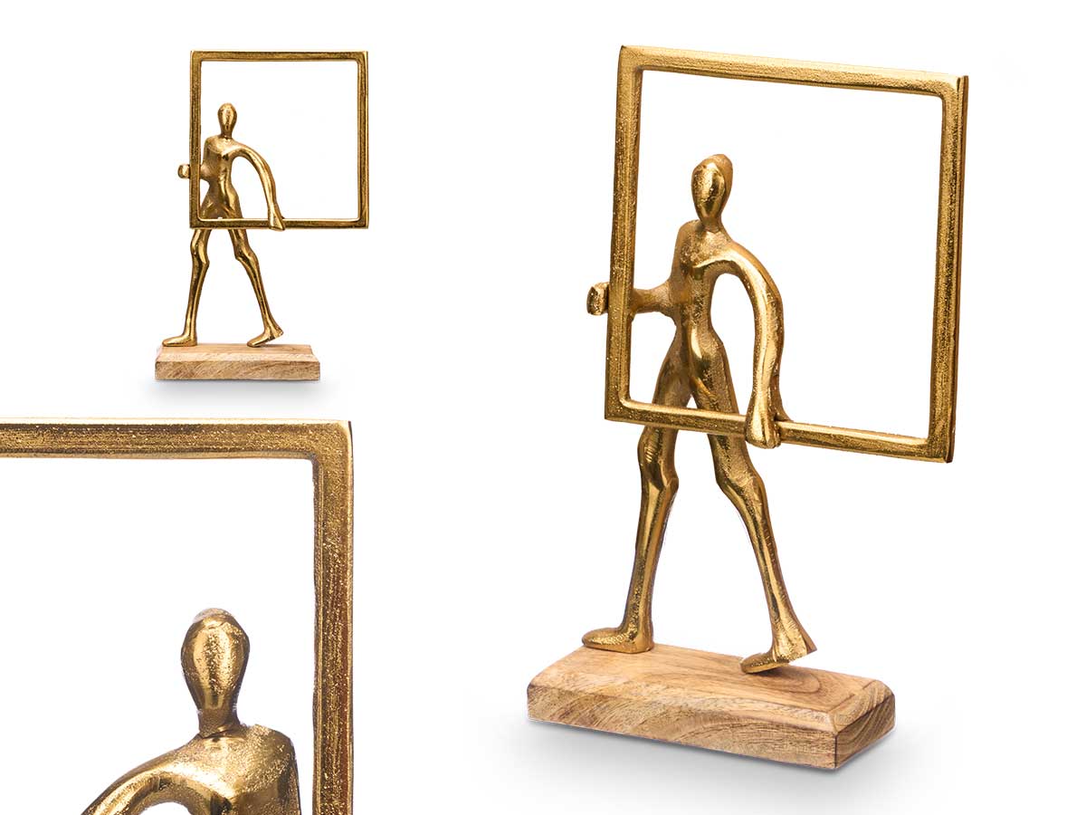 Soporte decoracion hombre marco dorado