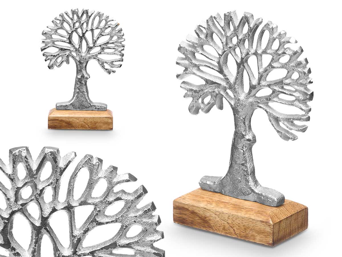 Soporte decoracion arbol vida plateado