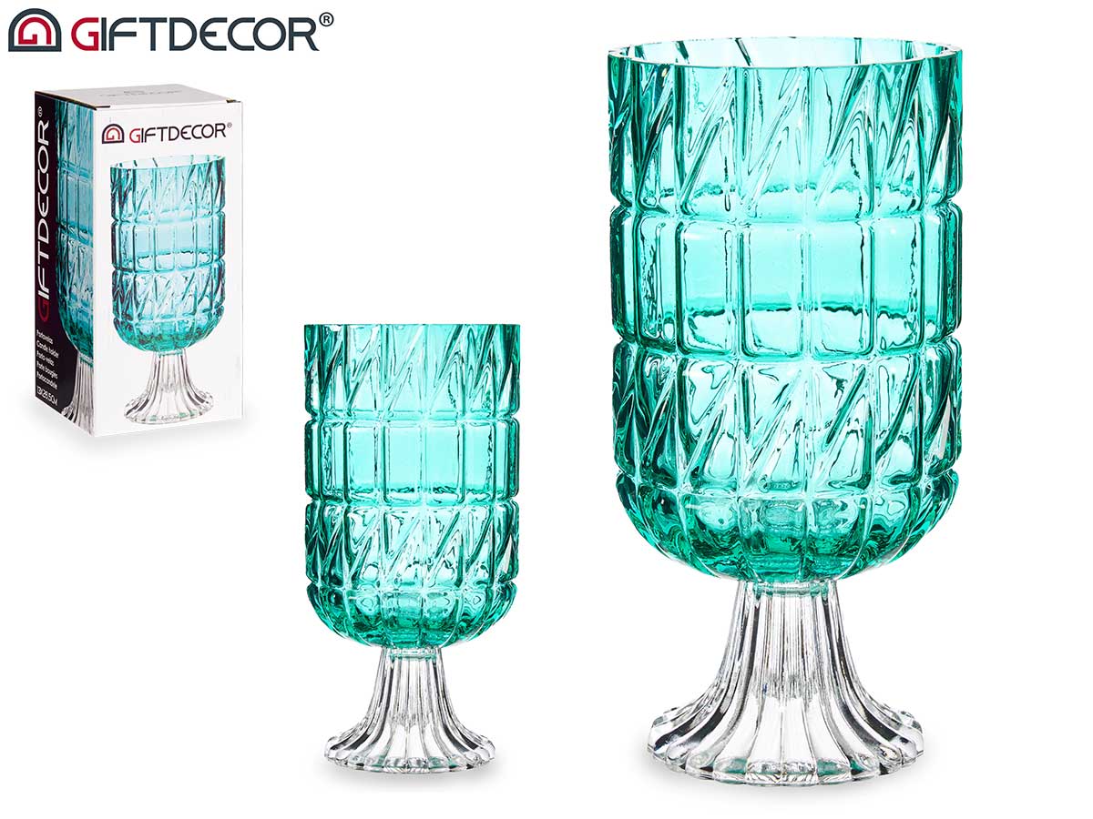 Vase verre taille turquoise
