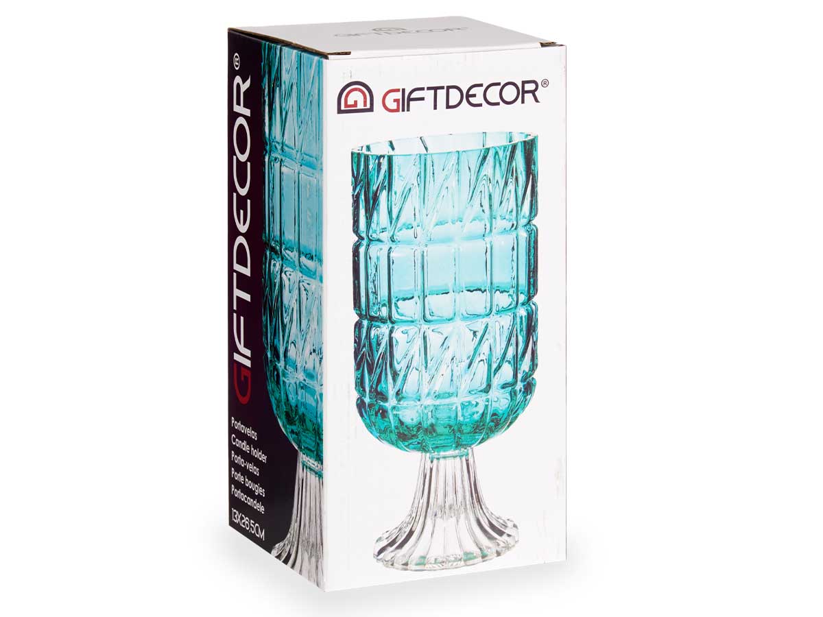 Vase verre taille turquoise – Image 3