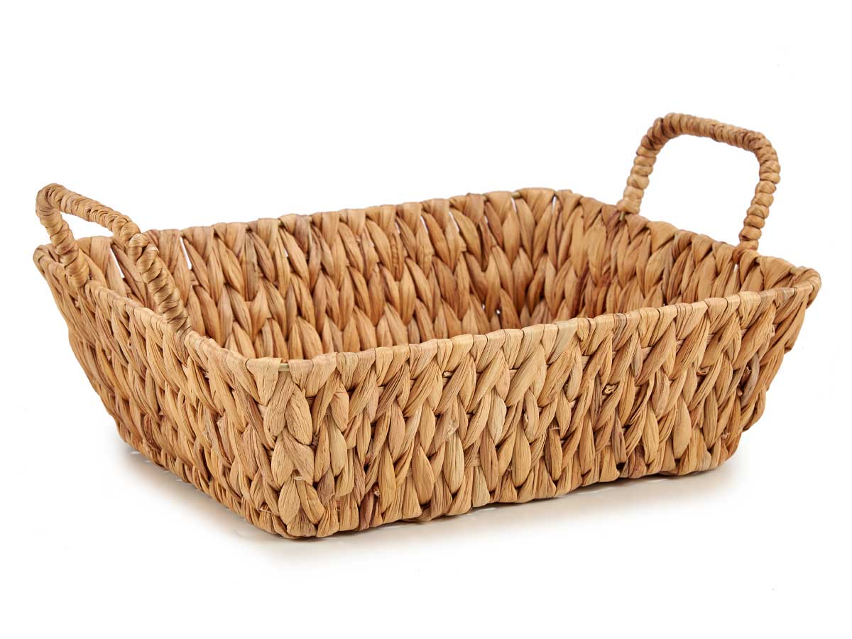 Centro de mesa rectangular de paja alto con asas - Imagen 2