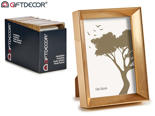 Portafoto plastico moldura oro 10x15cm