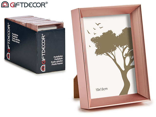 Portafoto plastico moldura cobre 10x15cm