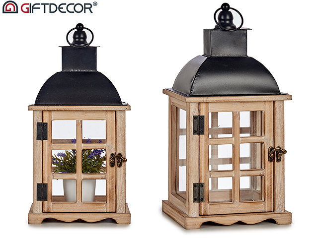 Lanterna de madeira rectangular alta