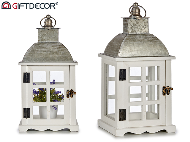 Lanterne bois blanc droitn moyen haut