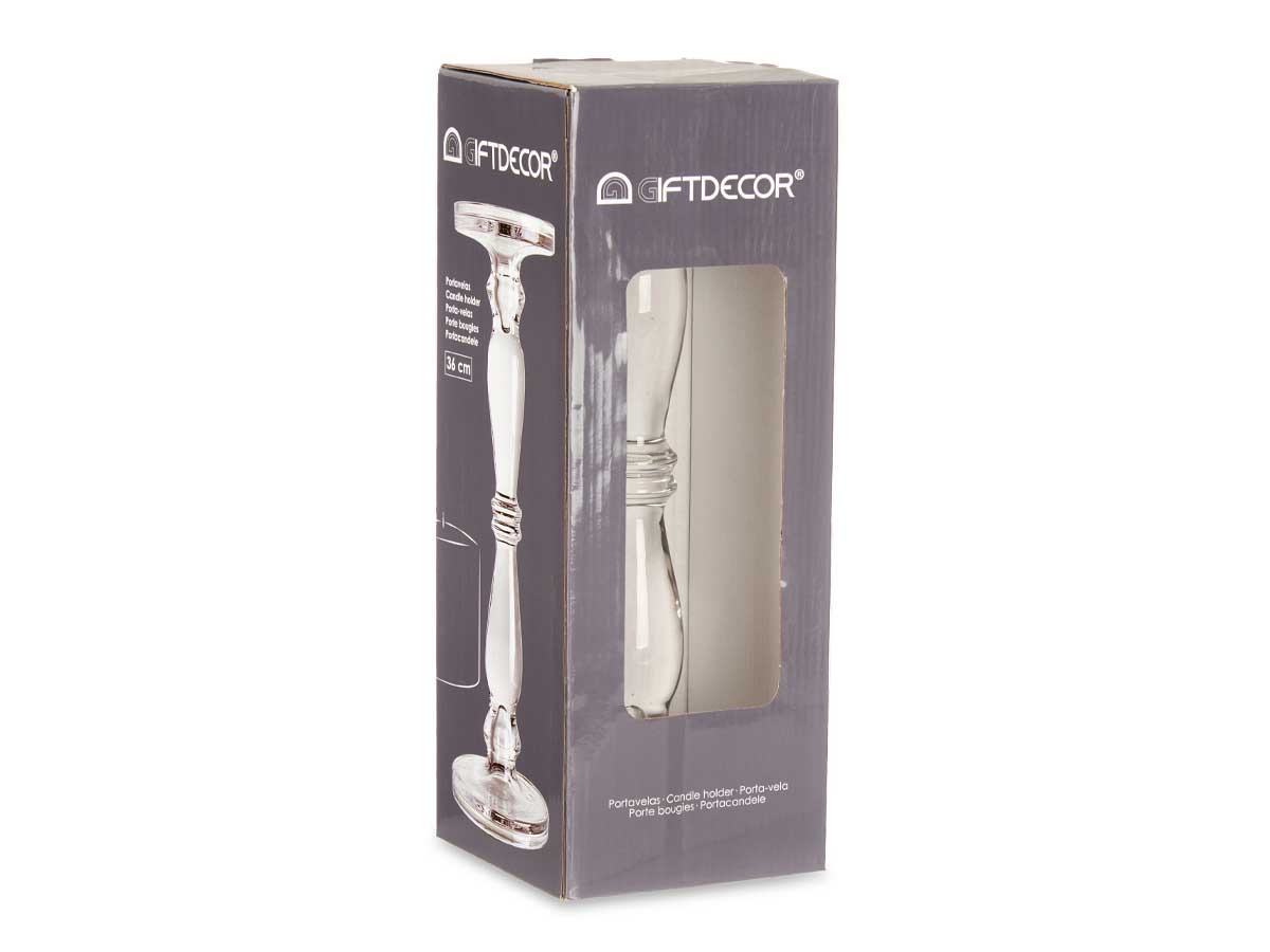 Candelabre verre bague l 36cm – Image 3