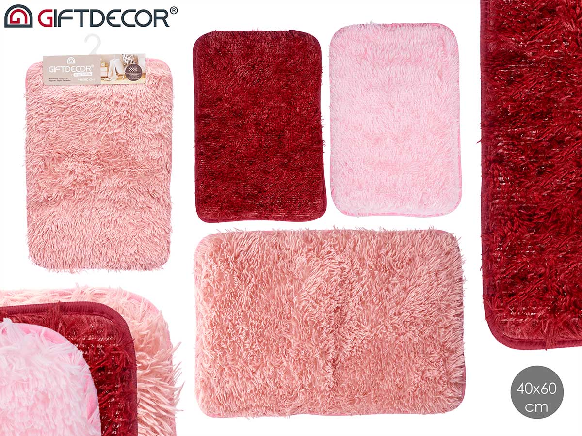 Tapis a poils longs 40x60 cm 3 tons de rose