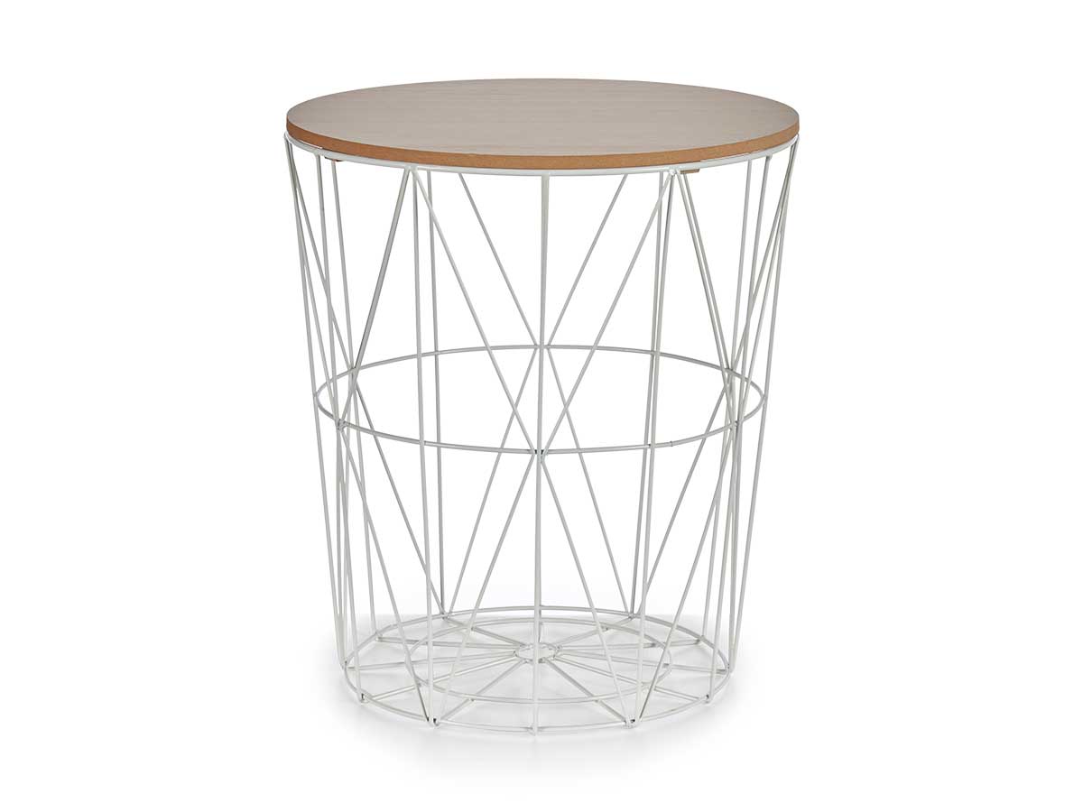 Tavolo metallo bianco coperchio legno - immagine 2