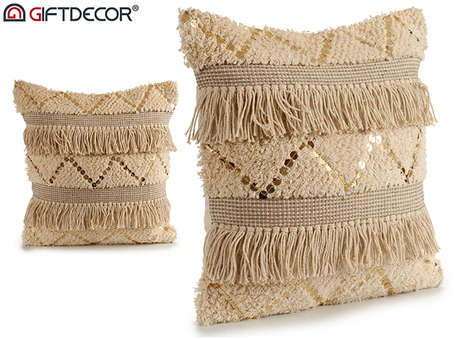 Cuscino paillettes naturale 45x45 cm