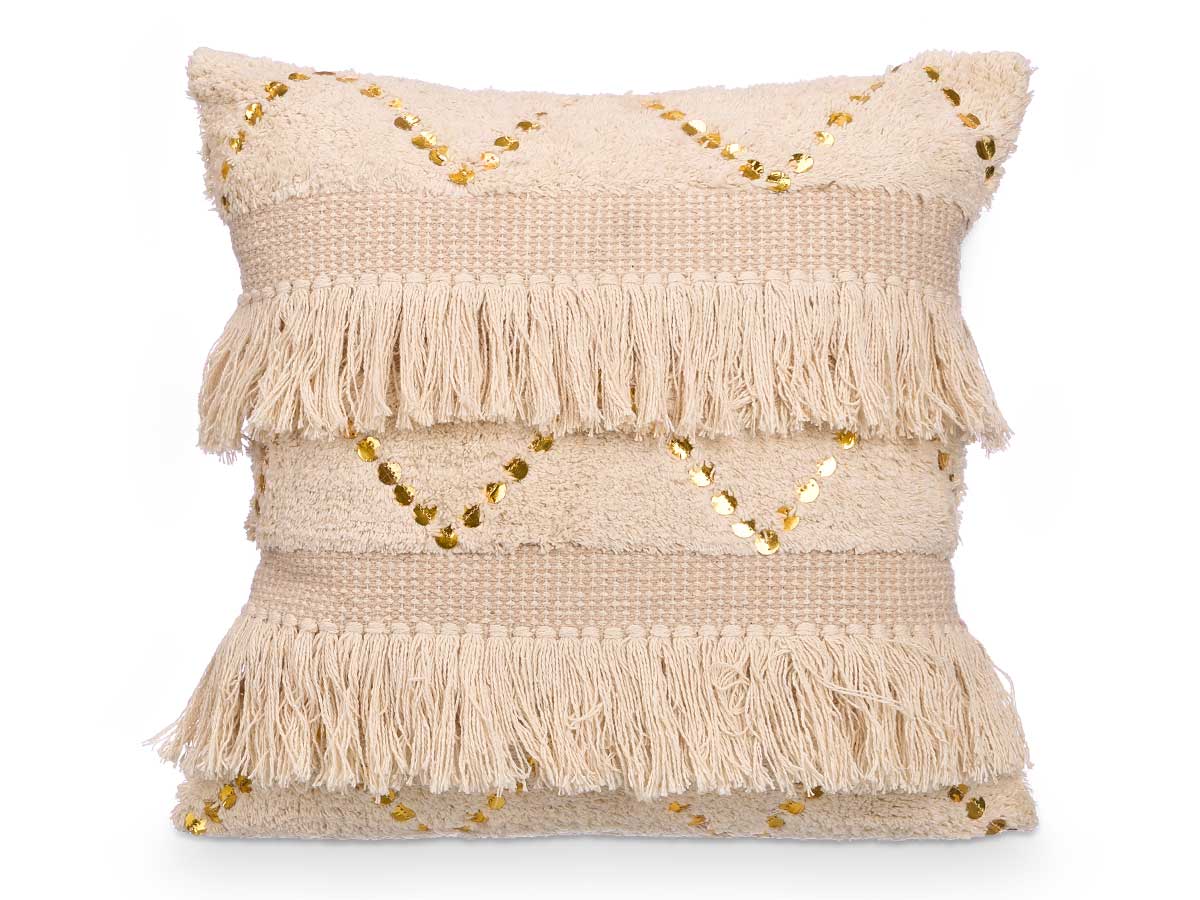 Cuscino paillettes naturale 45x45 cm - immagine 2