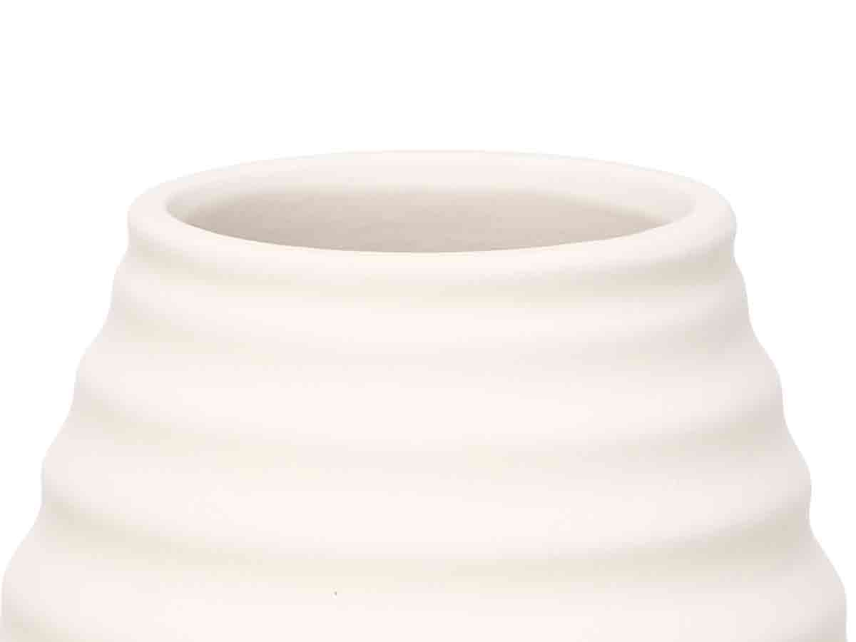 Vase céramique rayure horizontale 44cm blanc – Image 4