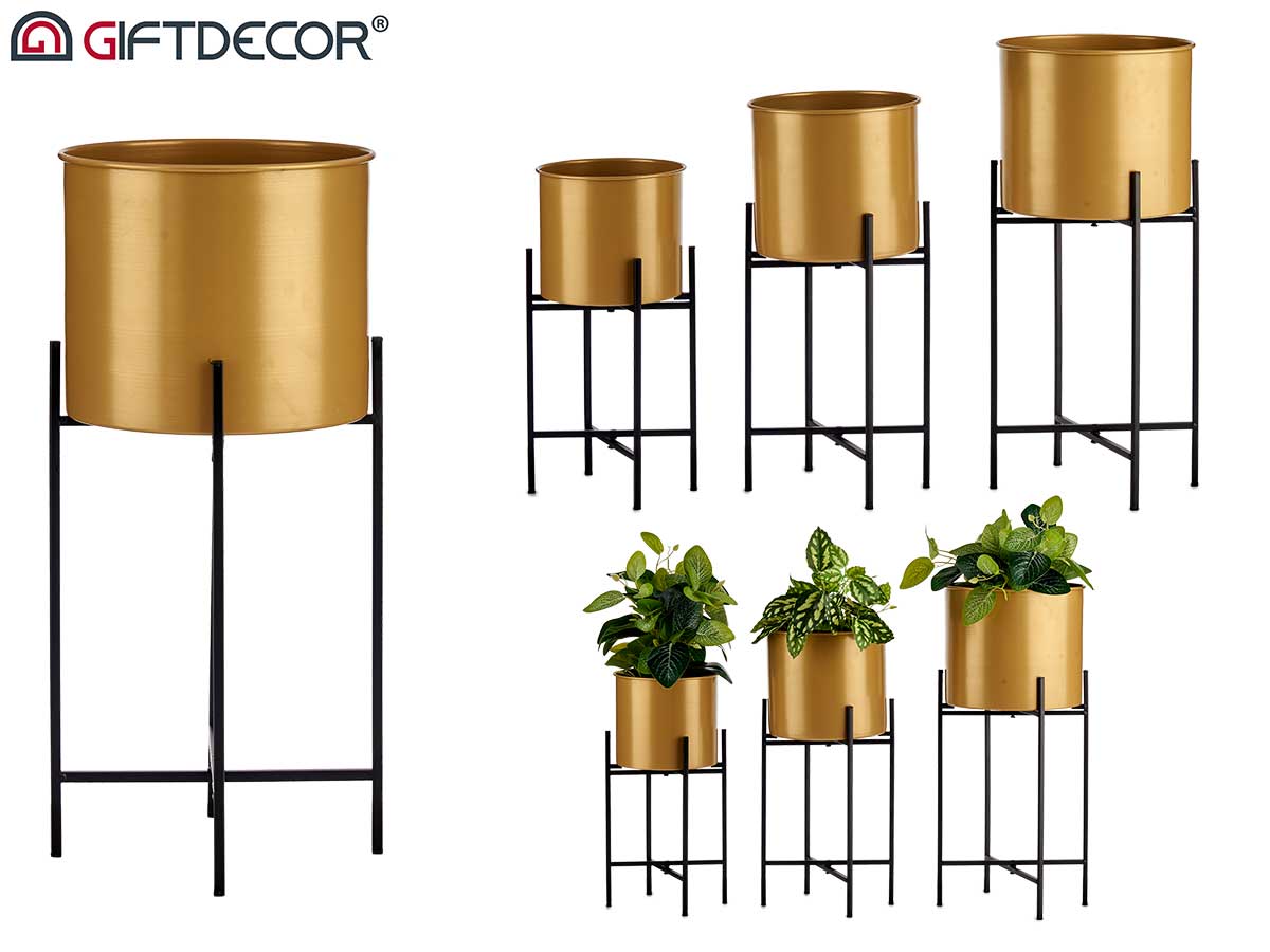 Set 3 maceteros con soporte