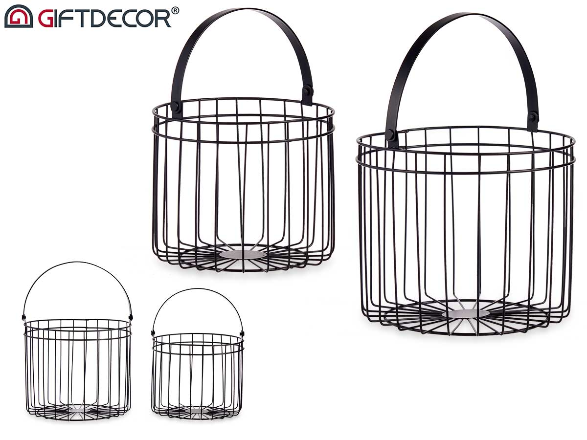 Conj 2 cestas cilíndricas pretas