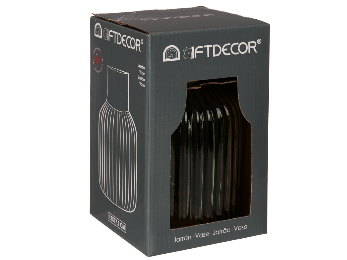 Vase en verre rayures or petit vert – Image 3