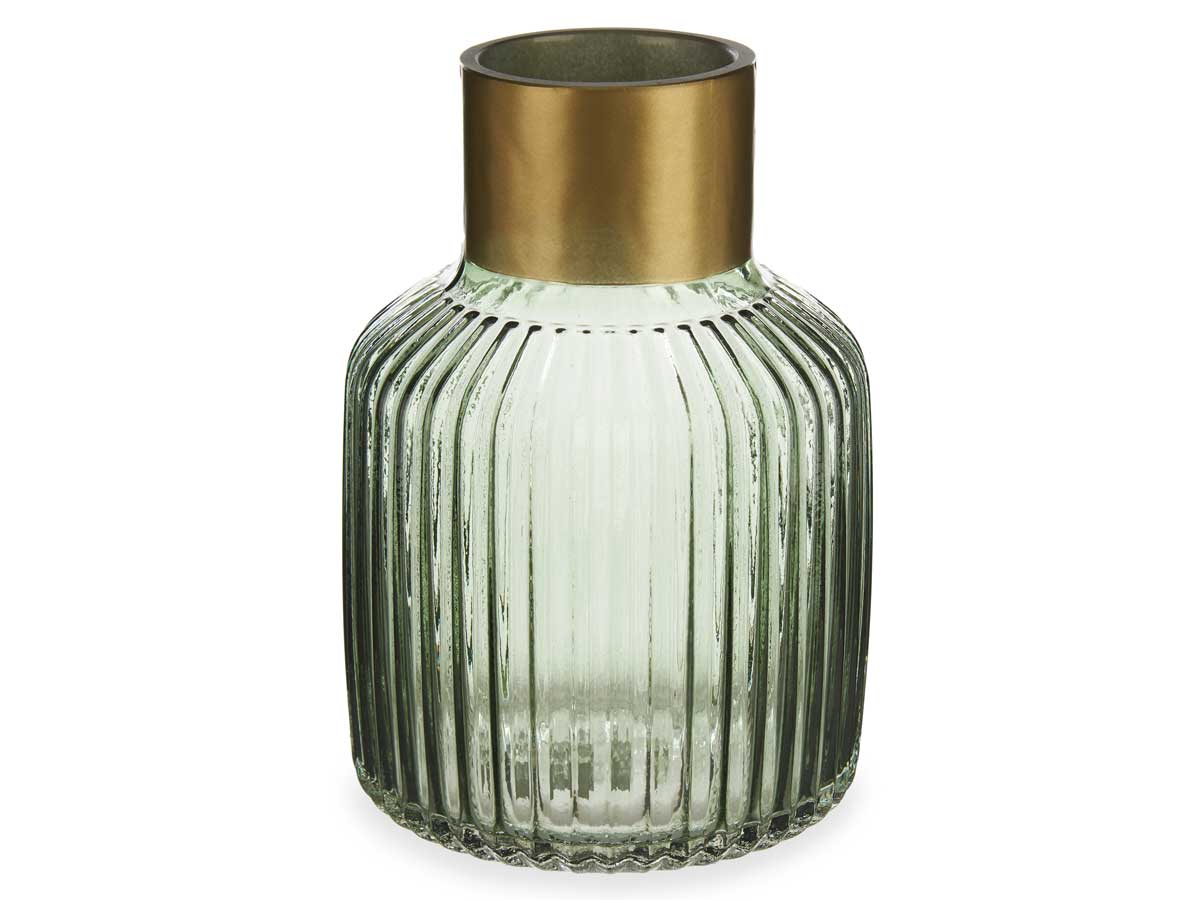 Vaso cristallo righe oro grande verde - immagine 2