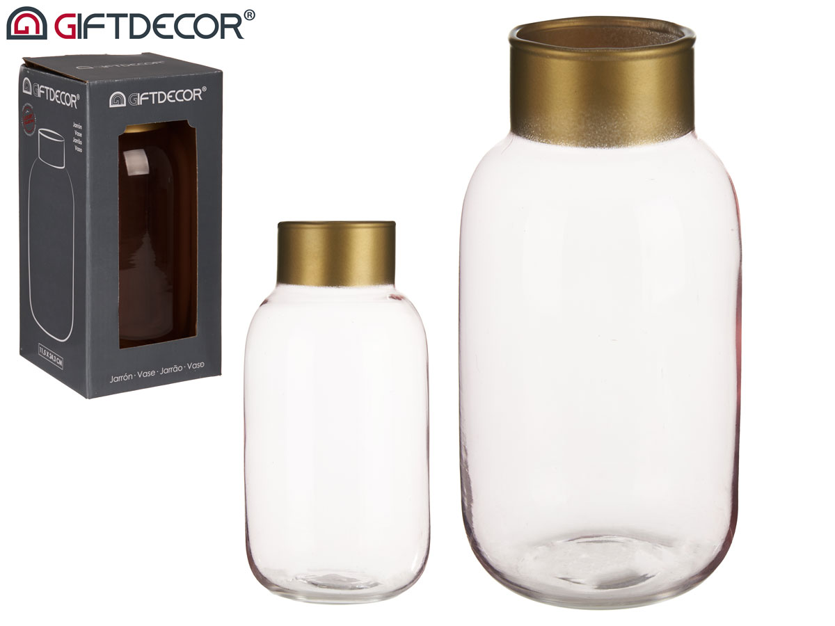 Vase en verre lisse or petit rose