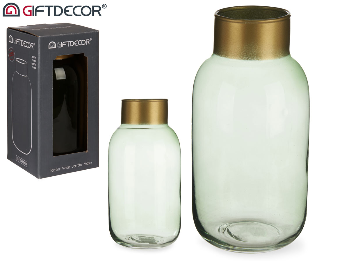 Vaso cristallo liscio oro piccolo verde