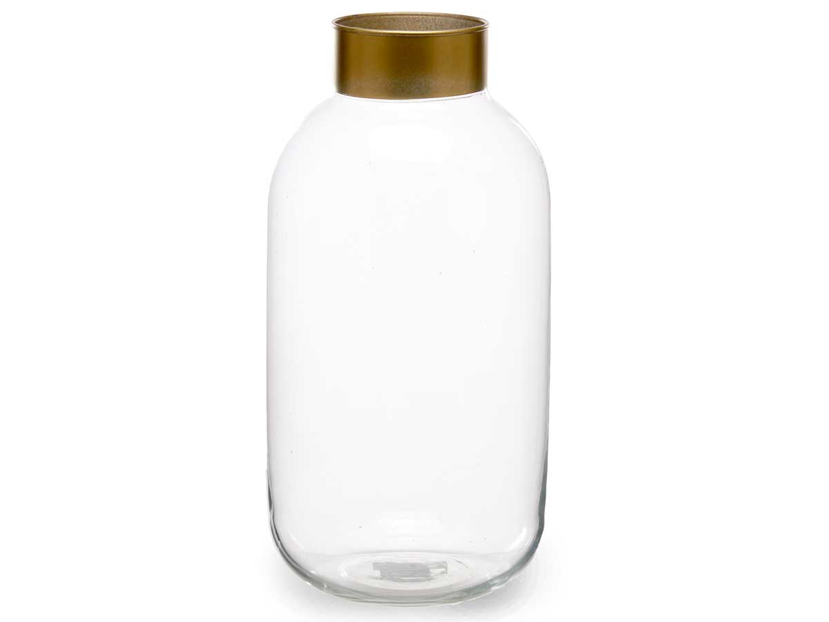 Vaso cristallo liscio oro grande trasparente - immagine 2