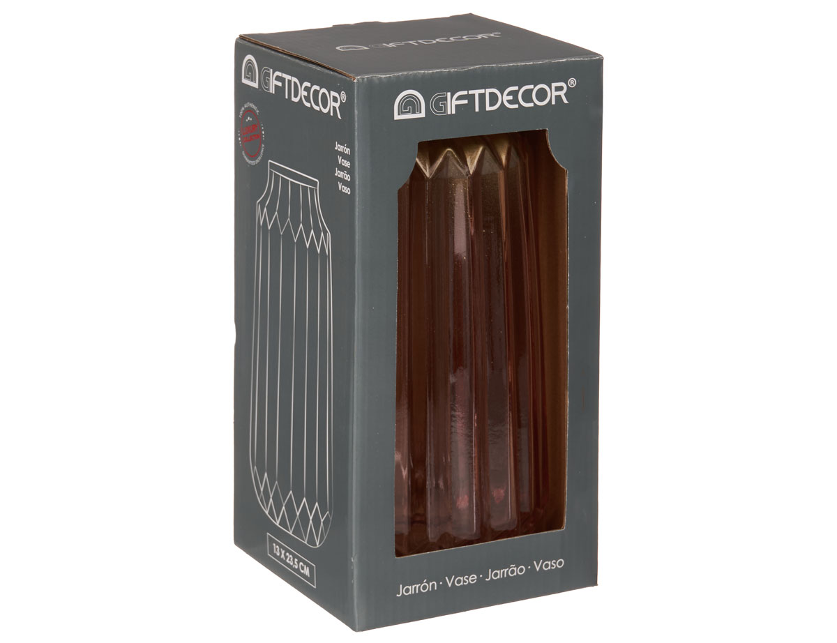 Vase en verre bords rose – Image 3