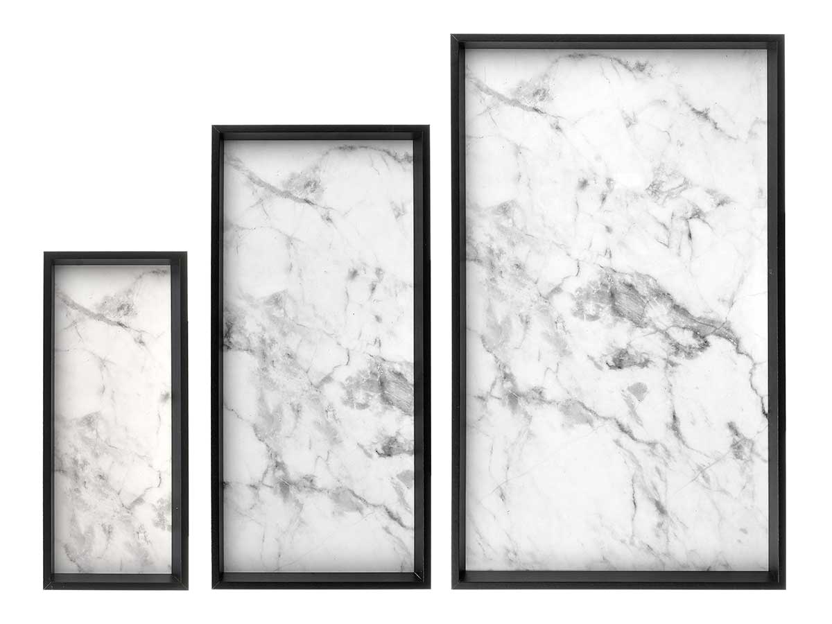 Set 3 bandejas acabado marmol negro - Imagen 2