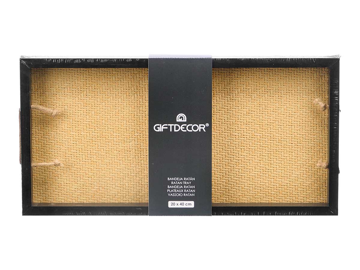 Tabuleiro em vime 20 x 40 cm com pegas pretas - Image 3