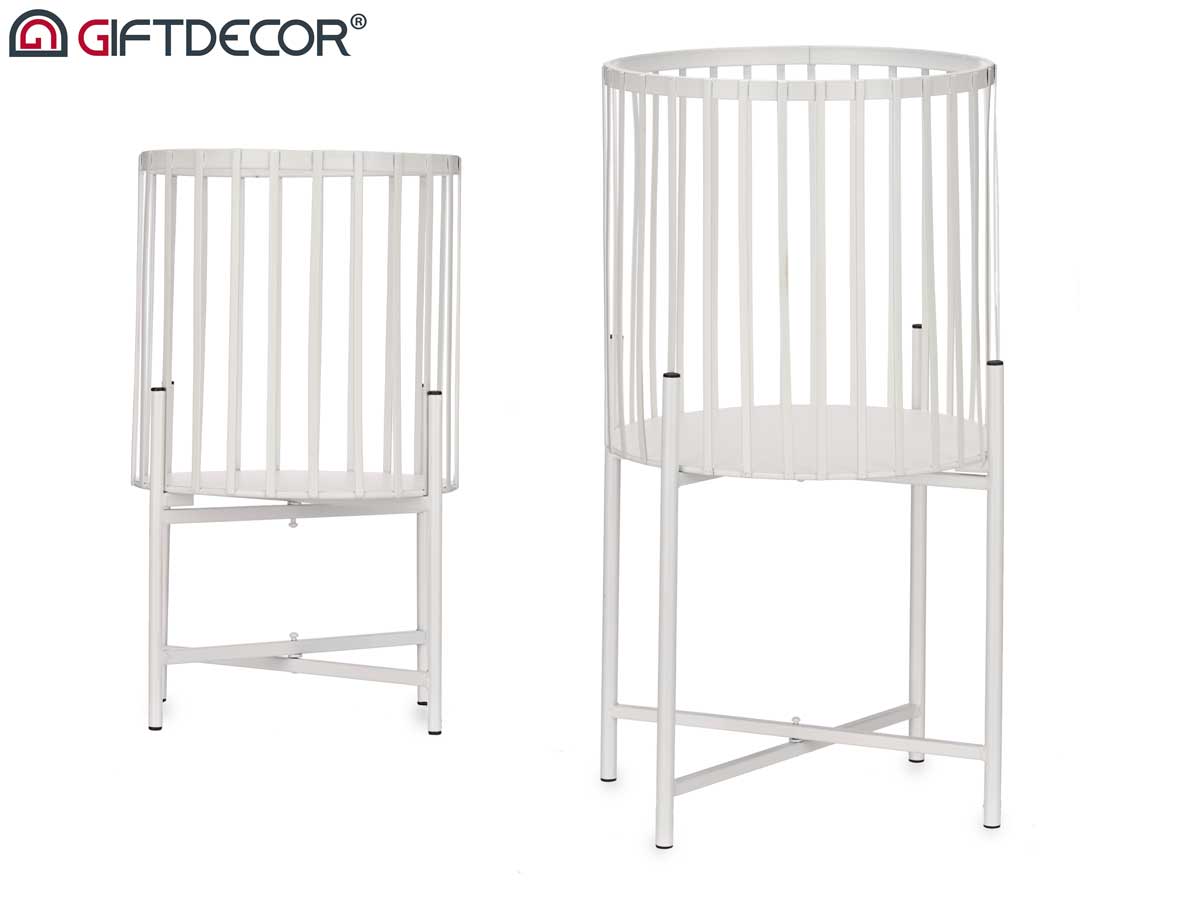 Conj 2 pçs vasos barras branco