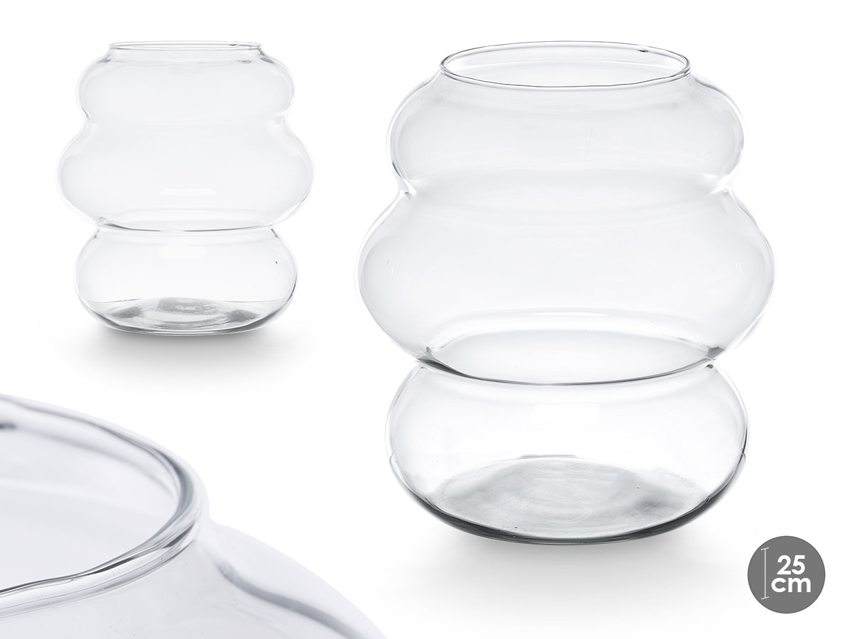 Jarron cristal burbuja ancho 25cm