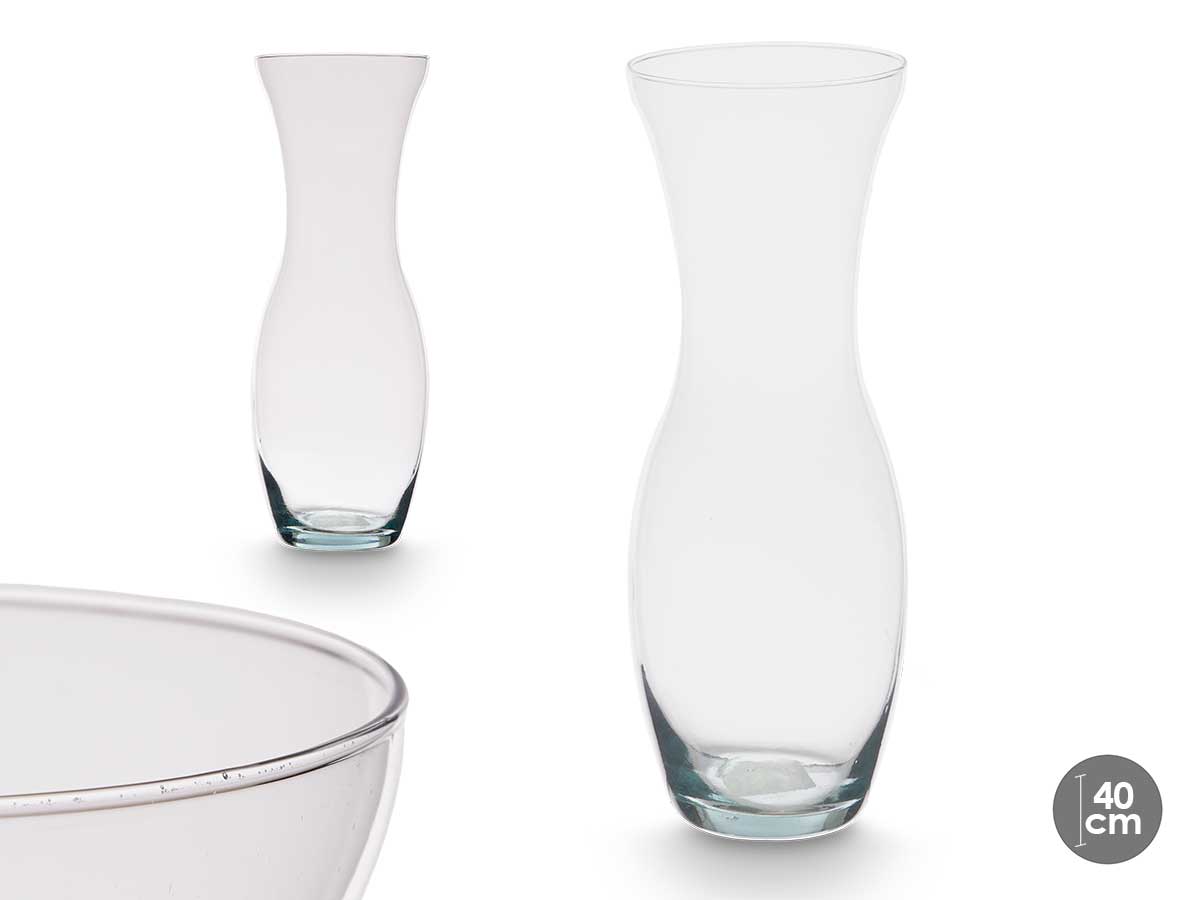 Vaso vetro stretto collo aperto 40cm