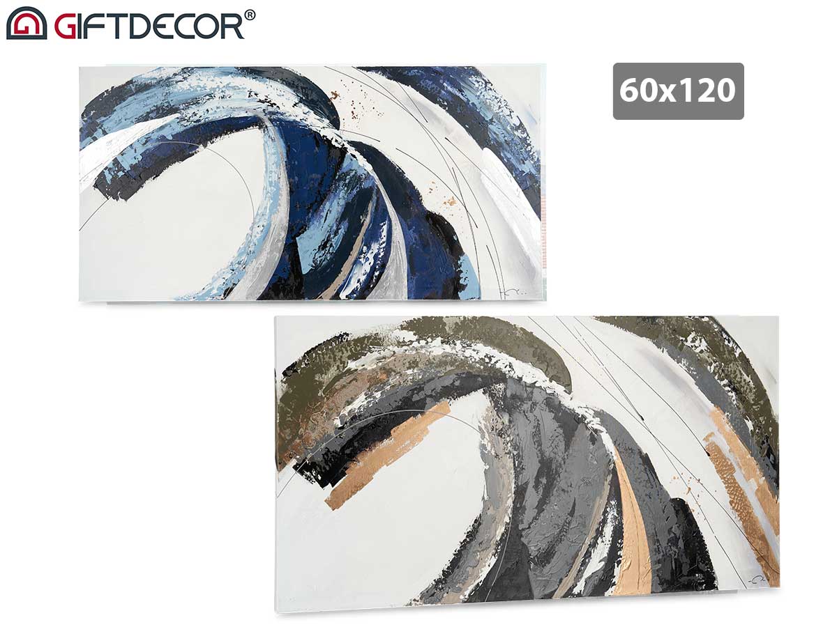 Toile peinte gris bleu onde 60x120cm assort 2