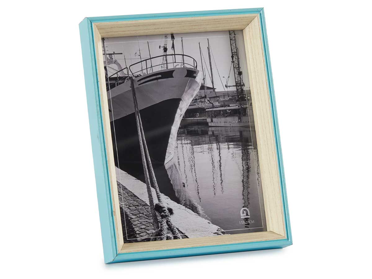 Portafotos madera 15x20 azul y natural - Imagen 2