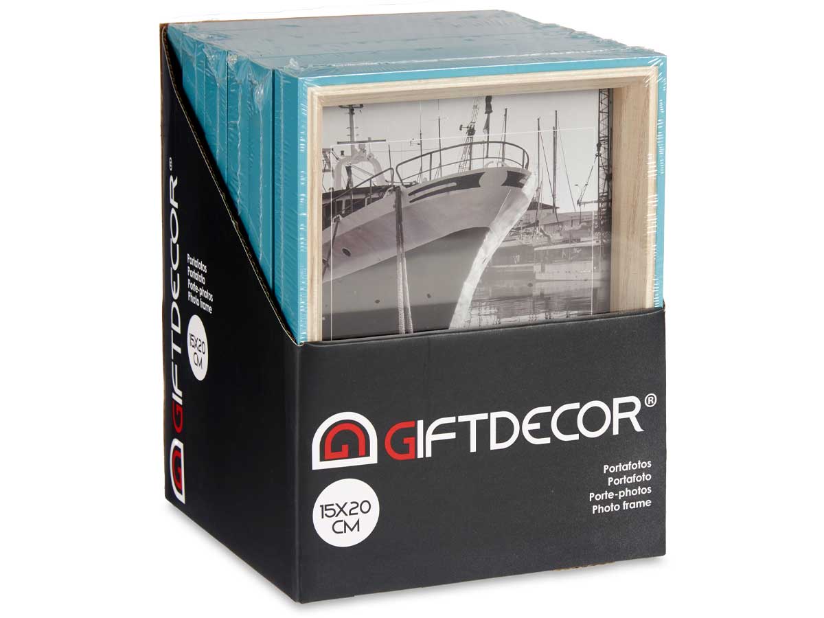 Portafotos madera 15x20 azul y natural - Imagen 3