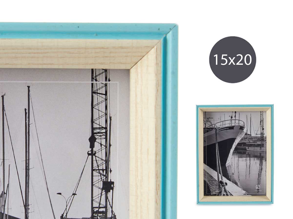 Portafotos madera 15x20 azul y natural - Imagen 4