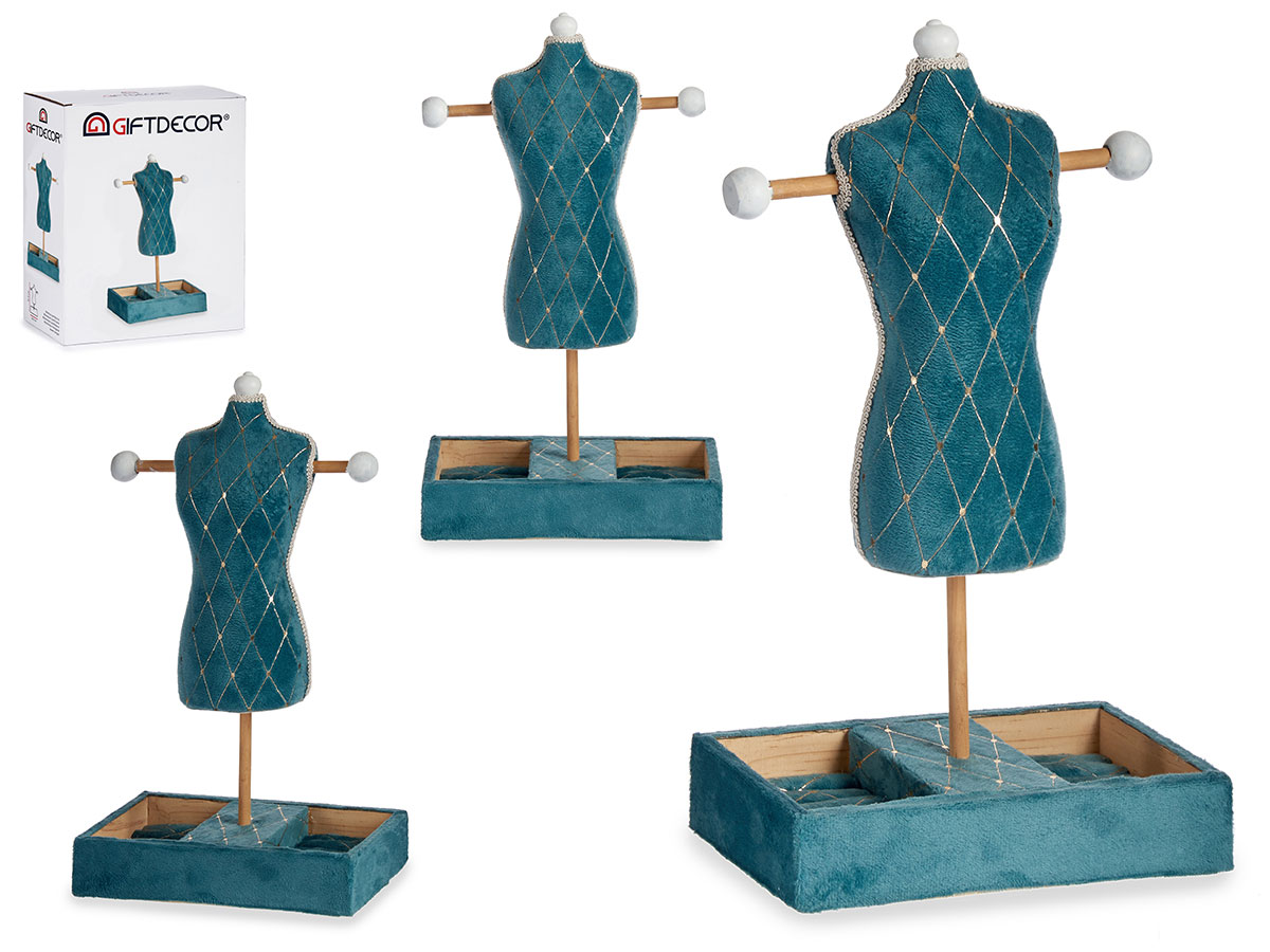 Maniqui portajoyas terciopelo verde dec rombos