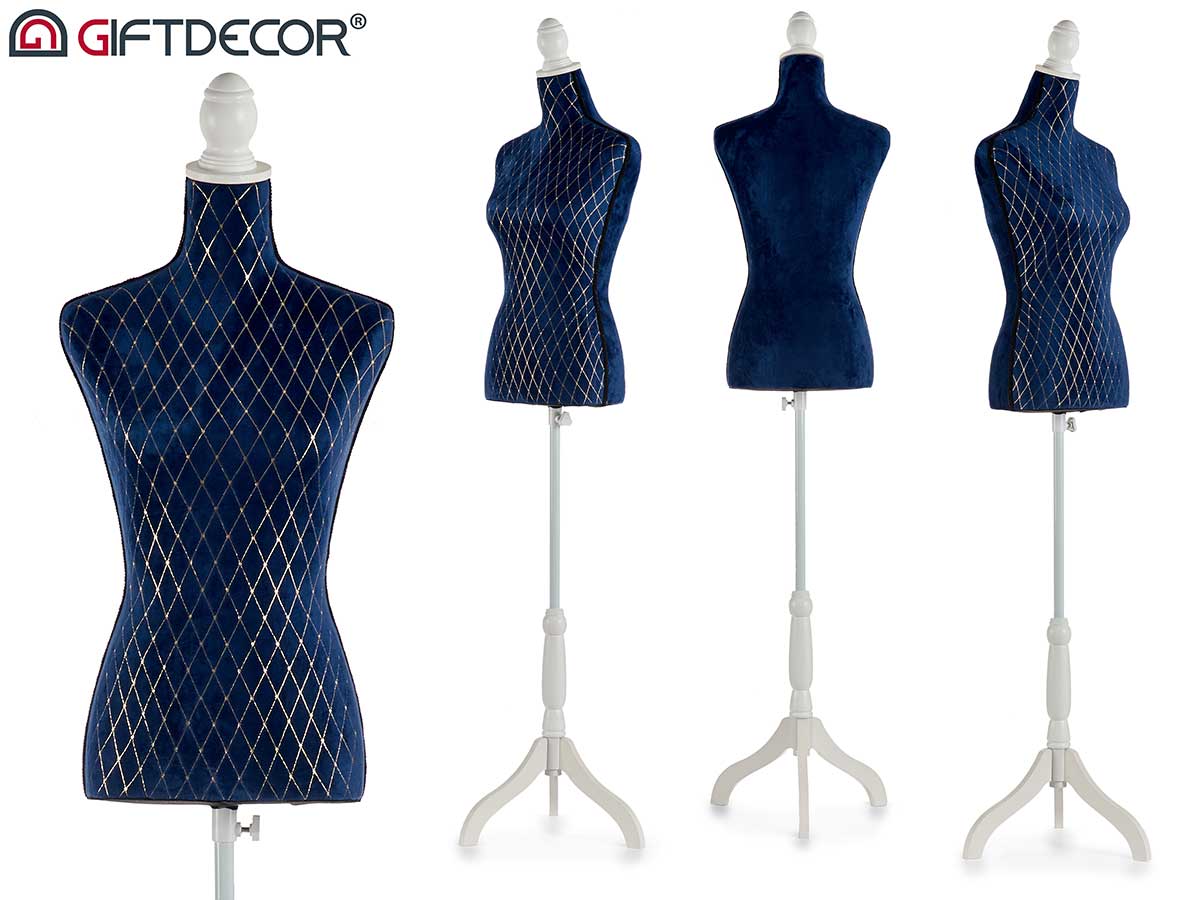 Maniqui extensible terciopelo azul dec rombos