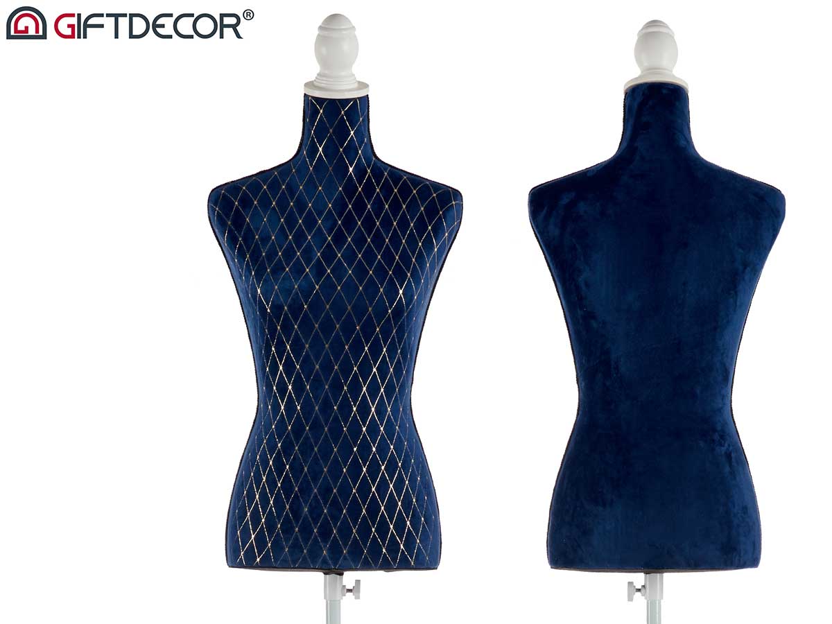 Maniqui extensible terciopelo azul dec rombos - Imagen 3