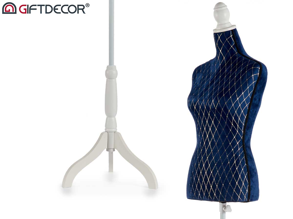 Maniqui extensible terciopelo azul dec rombos - Imagen 4