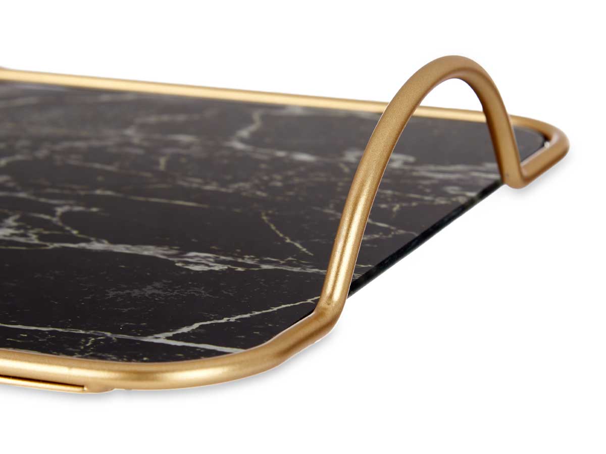Bandeja con asas 35cm cristal efecto marmol negro - Imagen 4