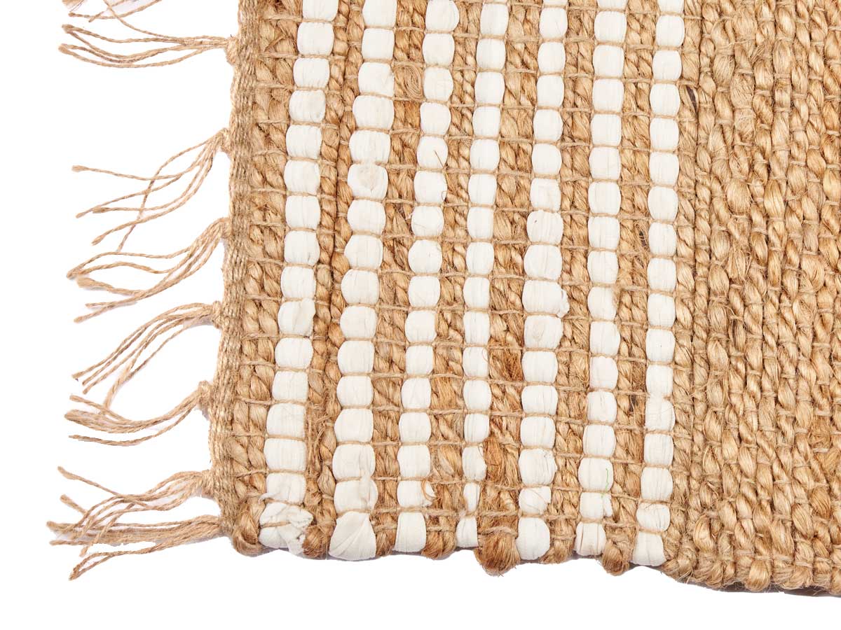 White and natural striped carpet 60 x 90 cm - Image 4