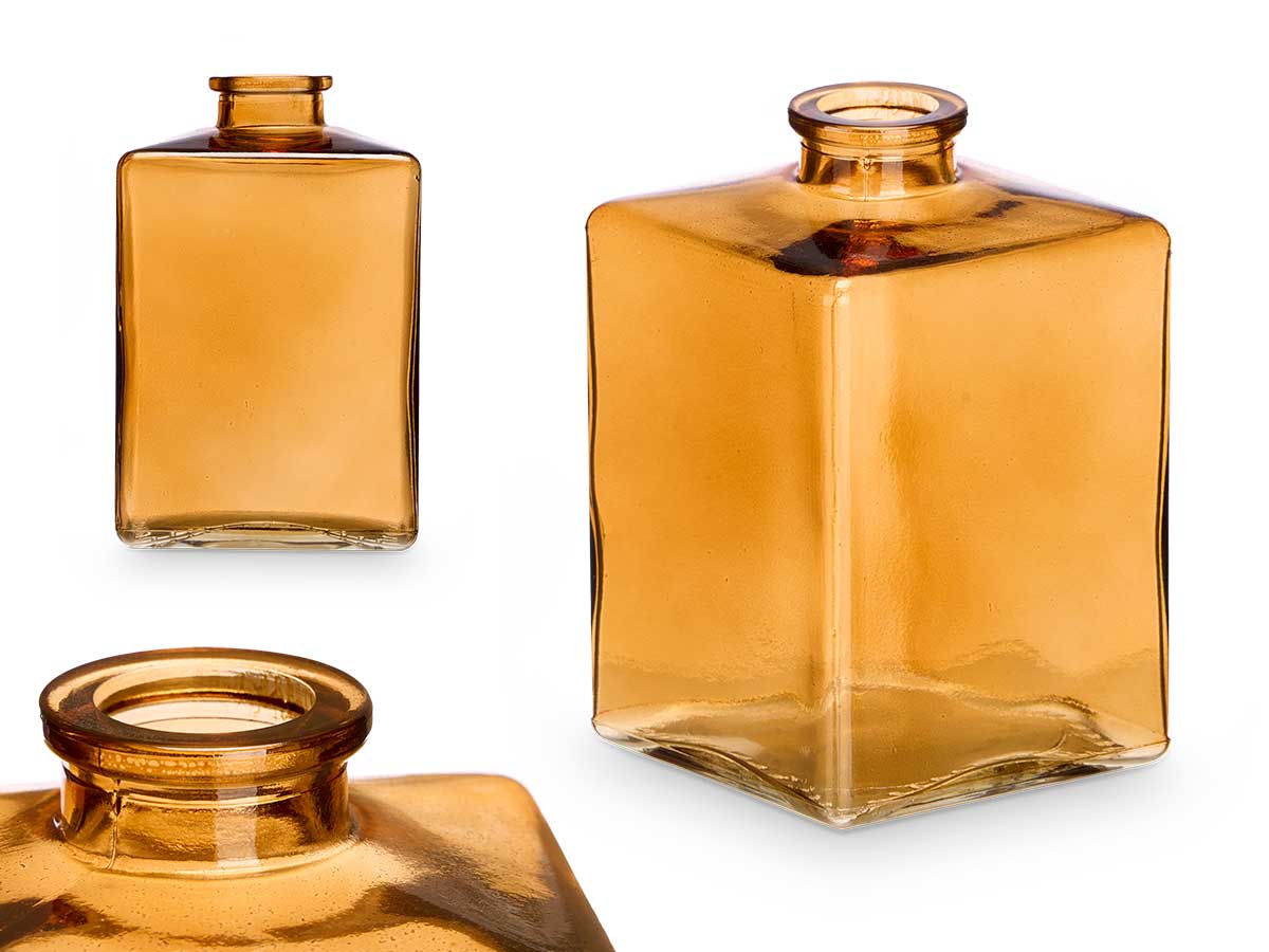 Bottiglia vetro quadrata ambra