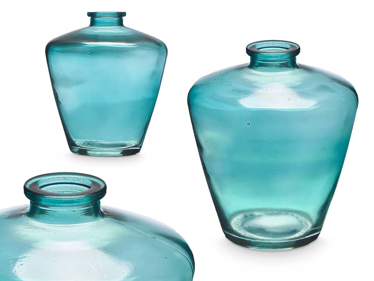 Bottiglia vetro rombi turchese