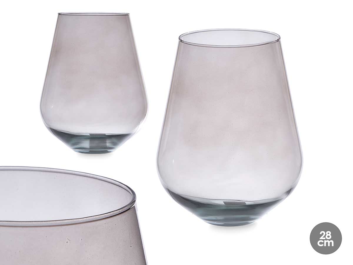 Vaso vetro forma bicchiere 28cm grigio