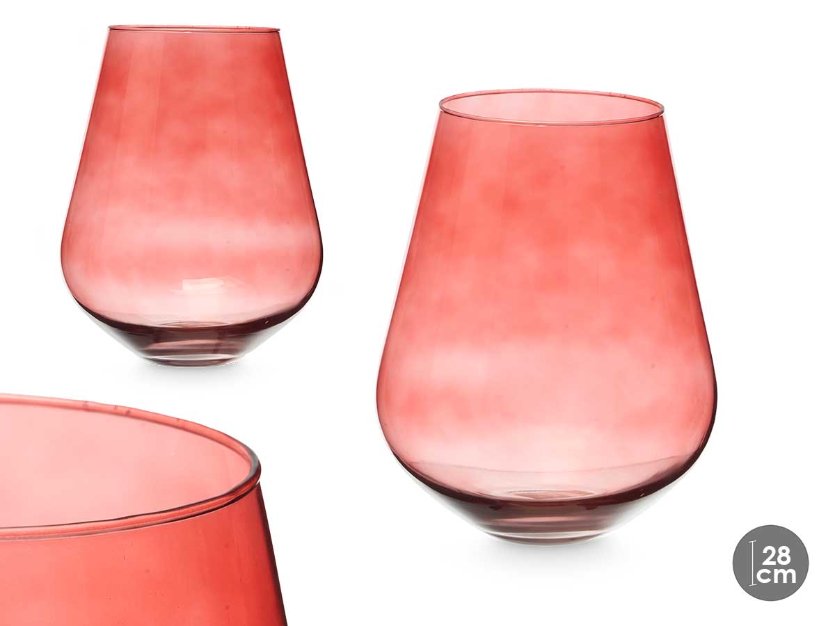 Vaso vetro forma bicchiere 28cm color mattone