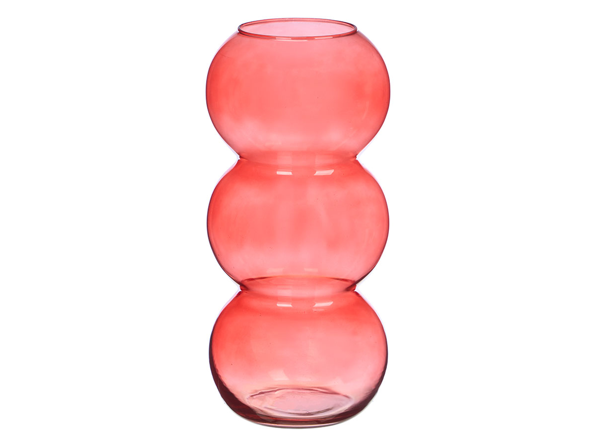 Vaso vetro tripla sfera 38cm color mattone - immagine 2