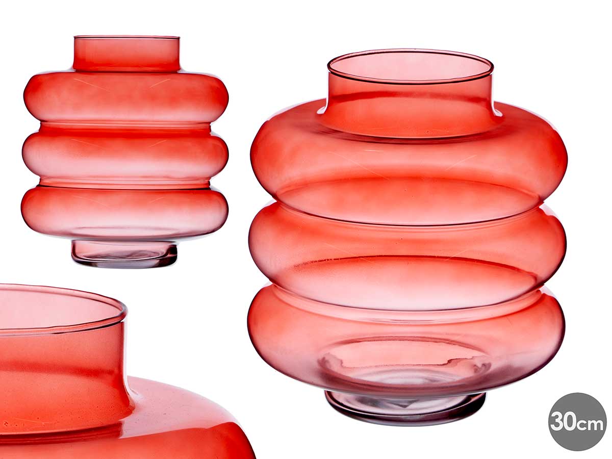 Vaso vetro tripla sfera appiattita 30cm col matt