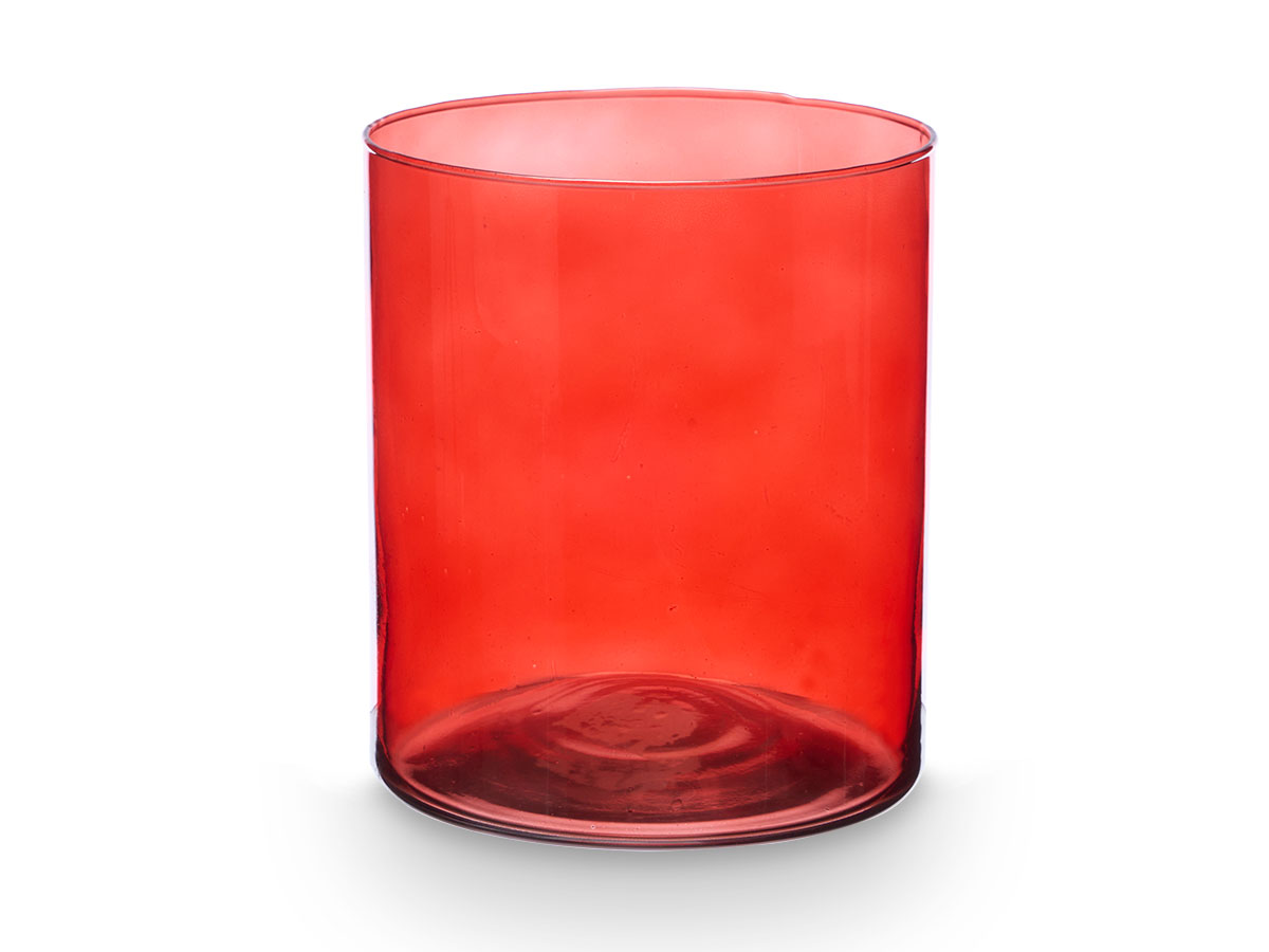 Vaso vetro cilindro 17cm diam x 20cm col. mattone - immagine 2